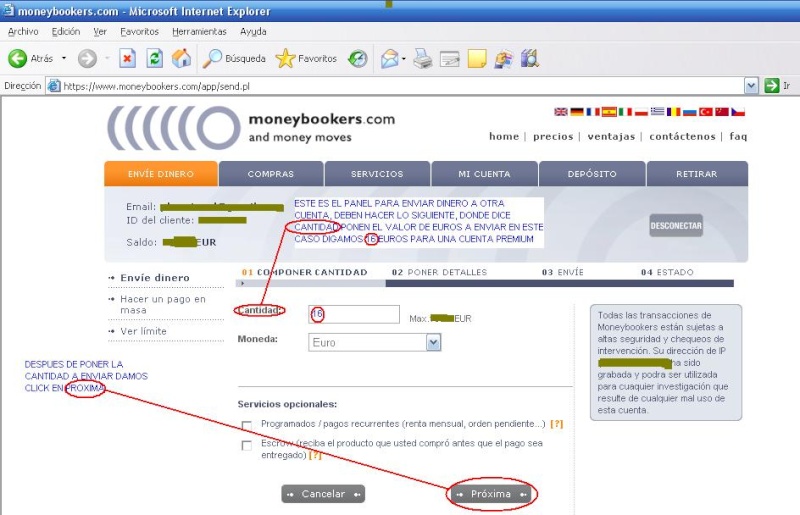 PASOS A SEGUIR PARA ENVIAR DINERO POR MONEYBOOKERS Enviar10