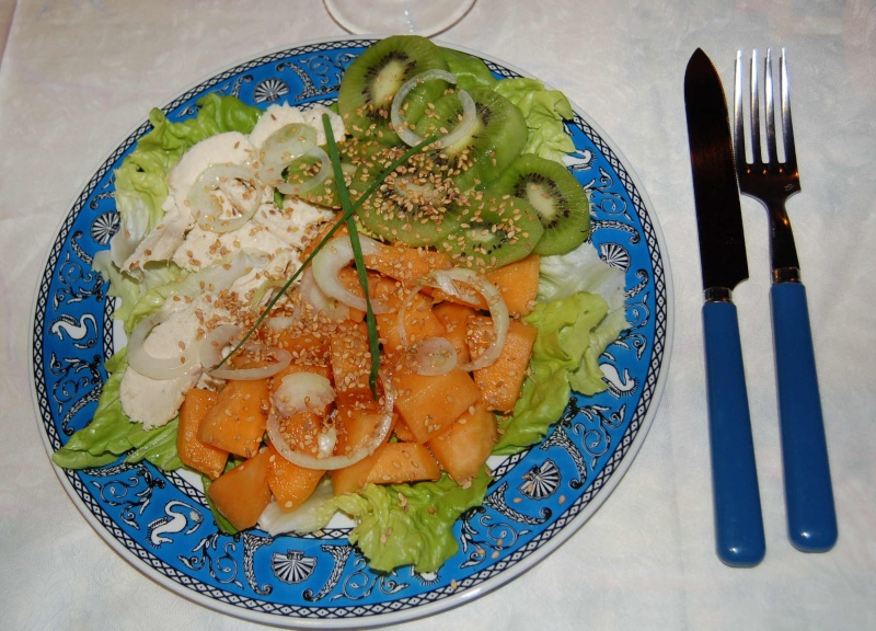 Salade de poulet aux kiwis et au melon Bis10