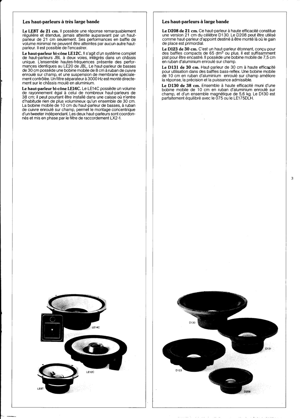 catalogue composants JBL Vintage gamme HIFI Numzo223