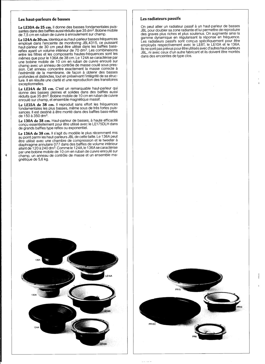 catalogue composants JBL Vintage gamme HIFI Numzo224