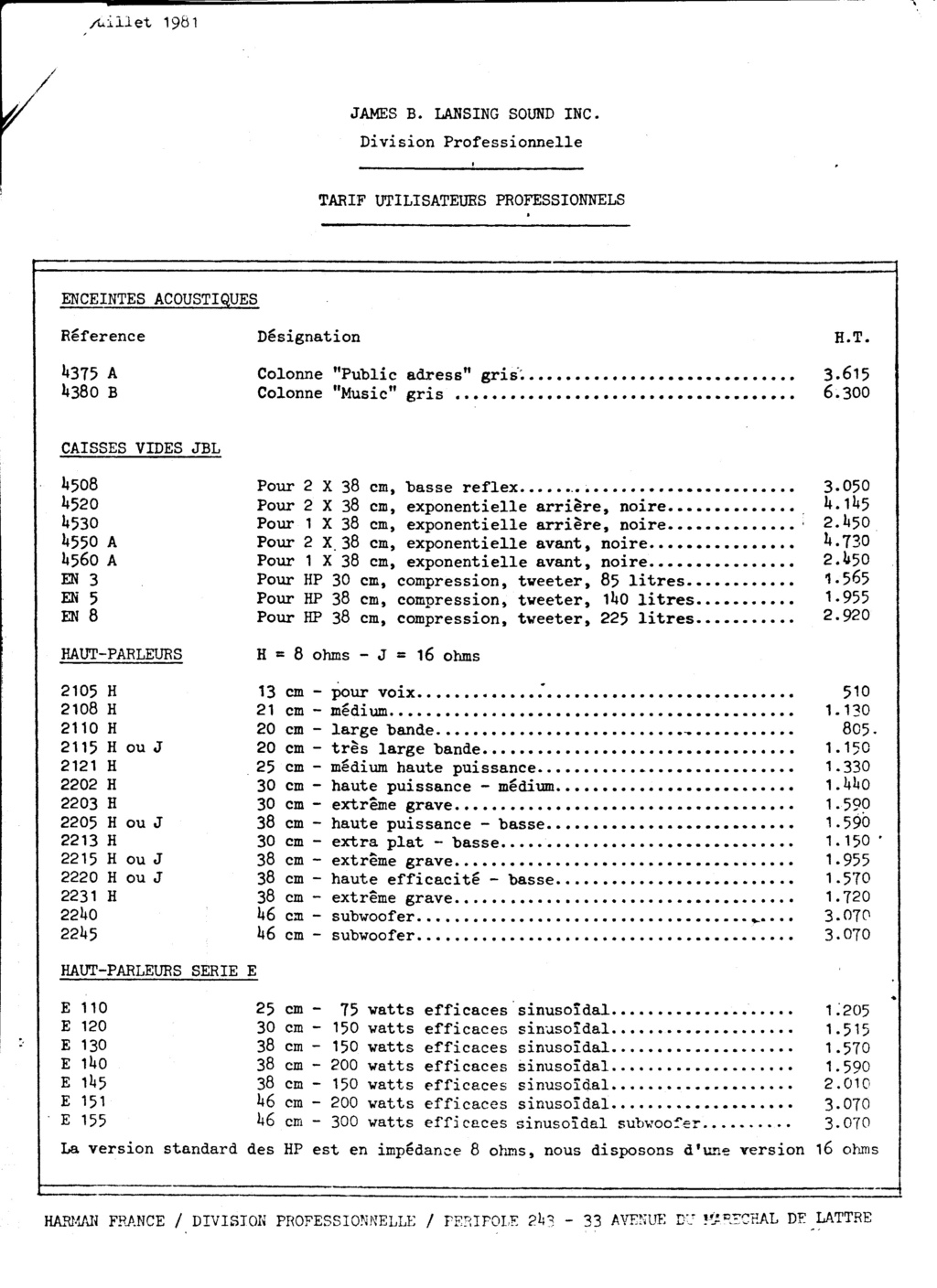 Tarif neuf du vintage pour donner une idée (gamme HIFI et pro de la fin des années 70 au début des années 2000) Numzo784