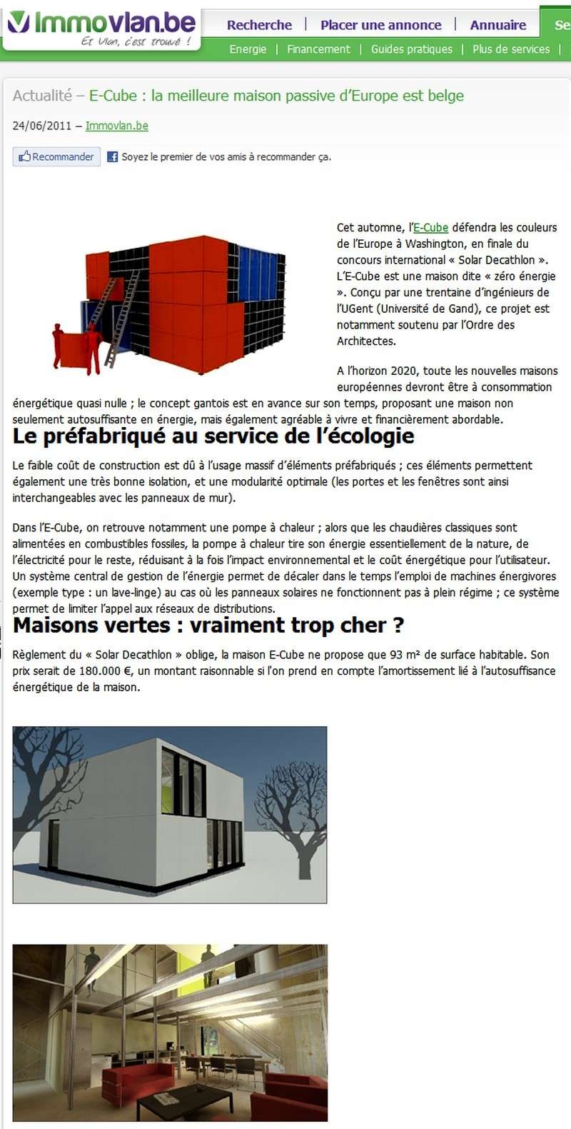 concept belge proposant une maison non seulement autosuffisante en énergie, agréable à vivre et au coût abordable 01174