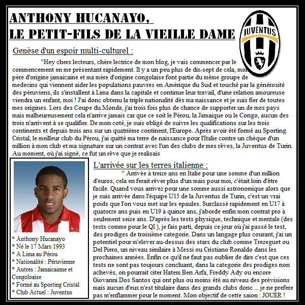 [Saison 1 - Juventus 20 ans] Anthony Hucanayo Post110