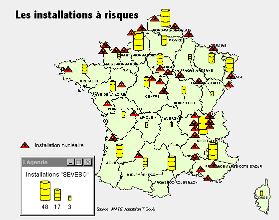 Dossier sur les sites SEVESO, PCB et marées noires en eaux intérieures : une pollution à la française (cartes, images, pdf, ...). Risqca10