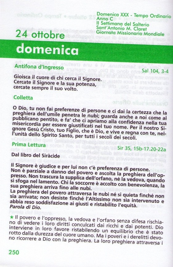 domenica 24 ottobre 25010