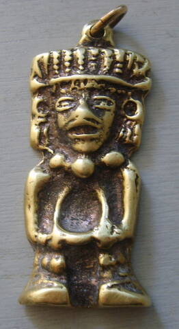 Pendentif en bronze personnage style pré-colombien signé BUFFET
