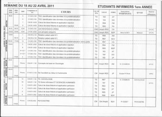 Semaine 16 Lundi10