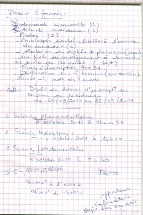 le programme détaillé du concours résidanat 2011 Oran Pharma28