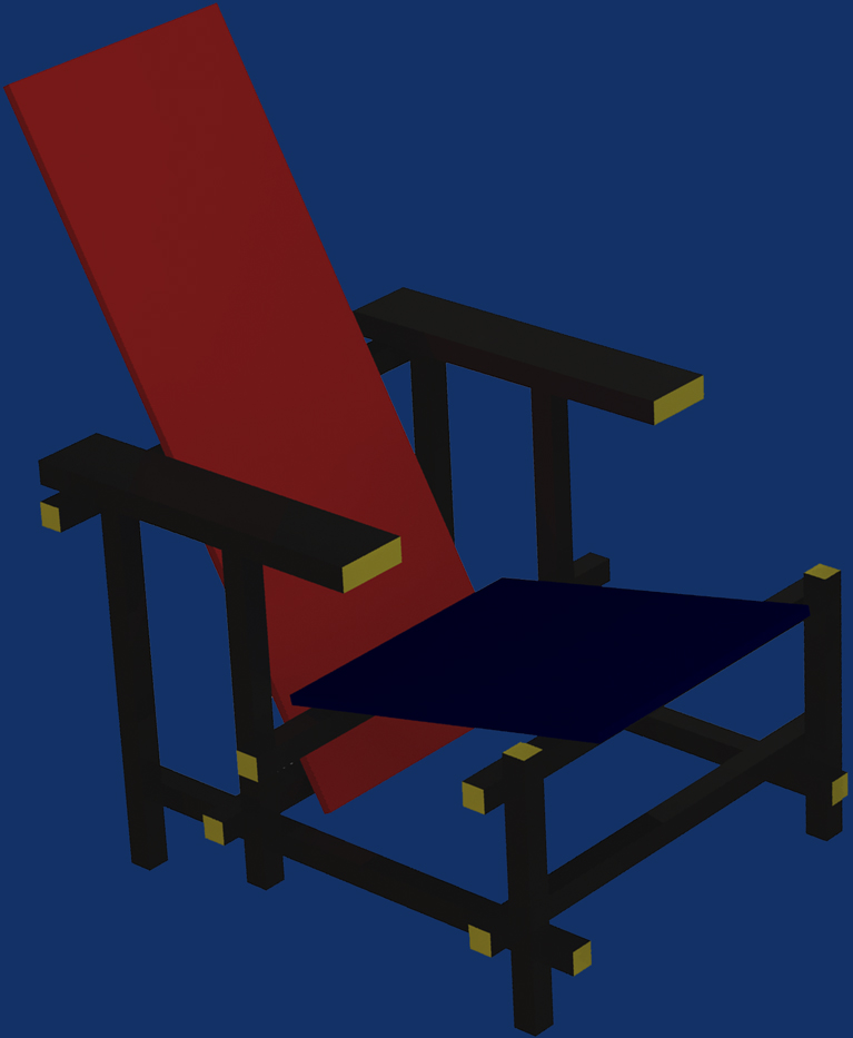 La chaise rouge et bleue de Rietveld Blanc_11