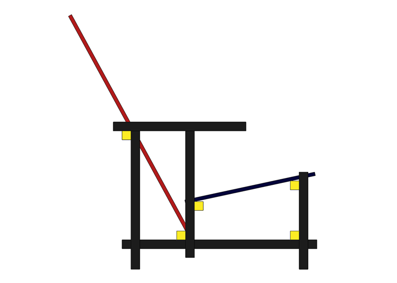 La chaise rouge et bleue de Rietveld Sans_t26