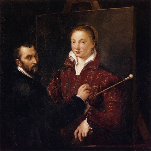 Bernardino Campi pintando a -Sofonisba Anguissola- Sofoni11