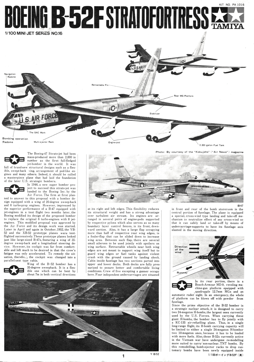 [TAMIYA] BOEING B-52 F STRATOFORTRESS 1/100ème Réf PA1016 Notice B_52_010
