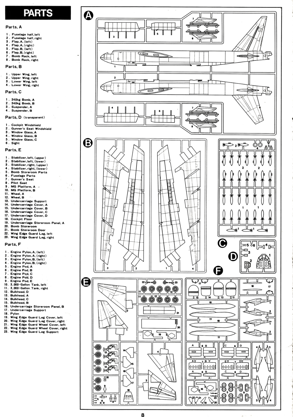 [TAMIYA] BOEING B-52 F STRATOFORTRESS 1/100ème Réf PA1016 Notice B_52_016