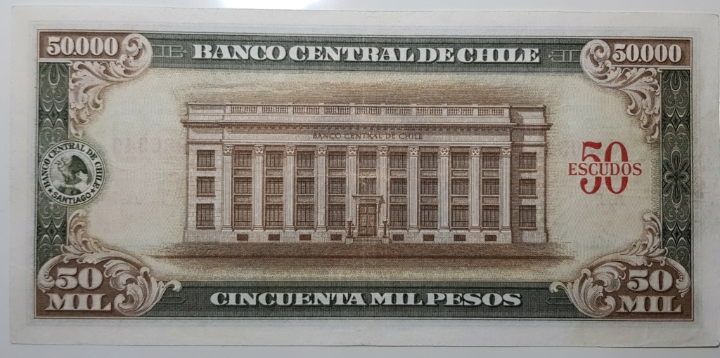50 Escudos Chile, validados sobre 50.000 pesos. 1960-1 20210220