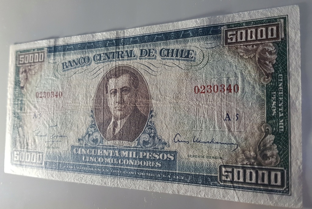 50 Escudos Chile, validados sobre 50.000 pesos. 1960-1 20210223