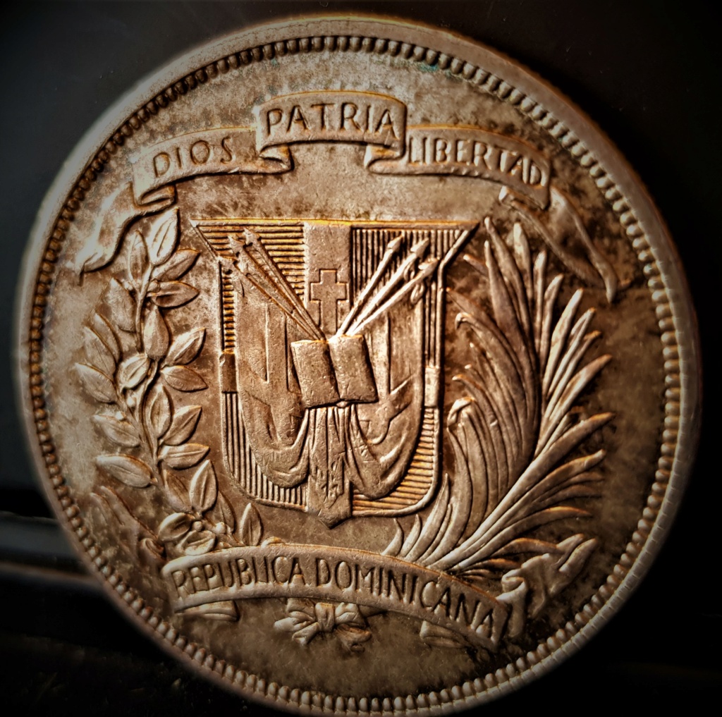 República Dominicana 1 Peso de 1955, 25 aniversario de la era Trujillo 20211011