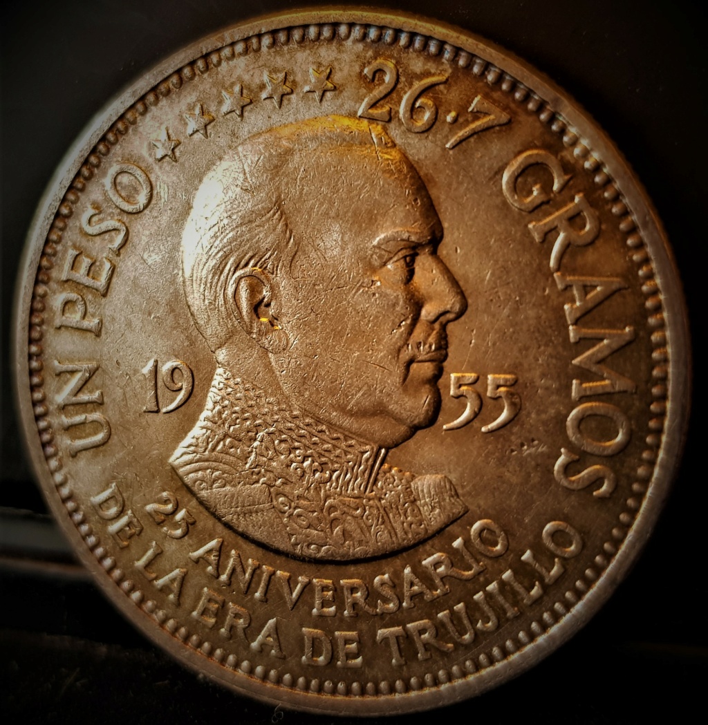 República Dominicana 1 Peso de 1955, 25 aniversario de la era Trujillo 20211012