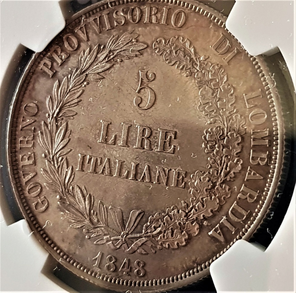 Italia, Gobierno provisional de Lombardía, 5 Liras de 1848 20221231