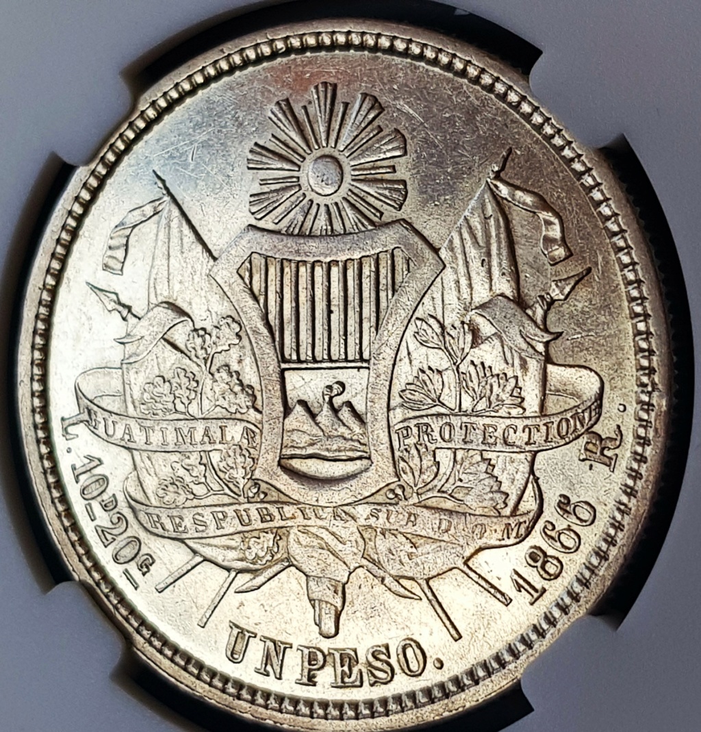 Guatemala, 1 Peso de 1866 R. Rafael Carrera 20231220