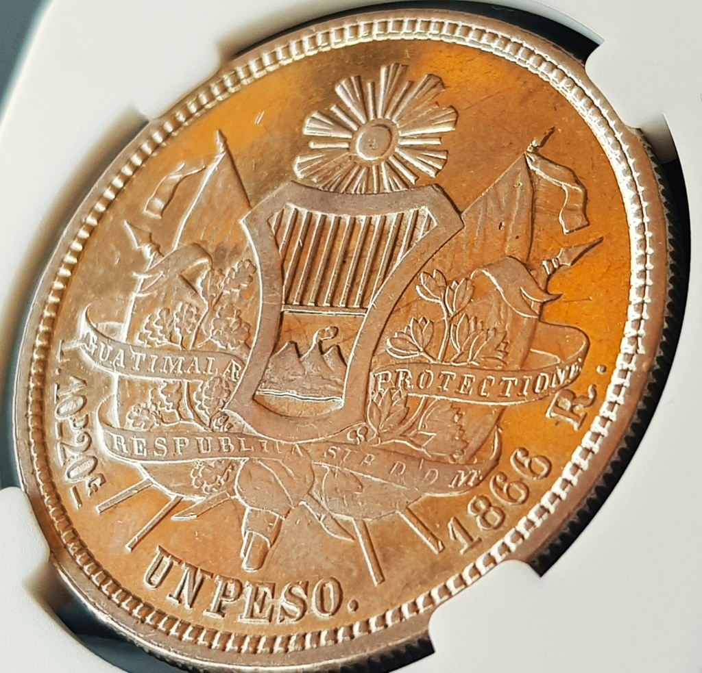 Guatemala, 1 Peso de 1866 R. Rafael Carrera 20231221