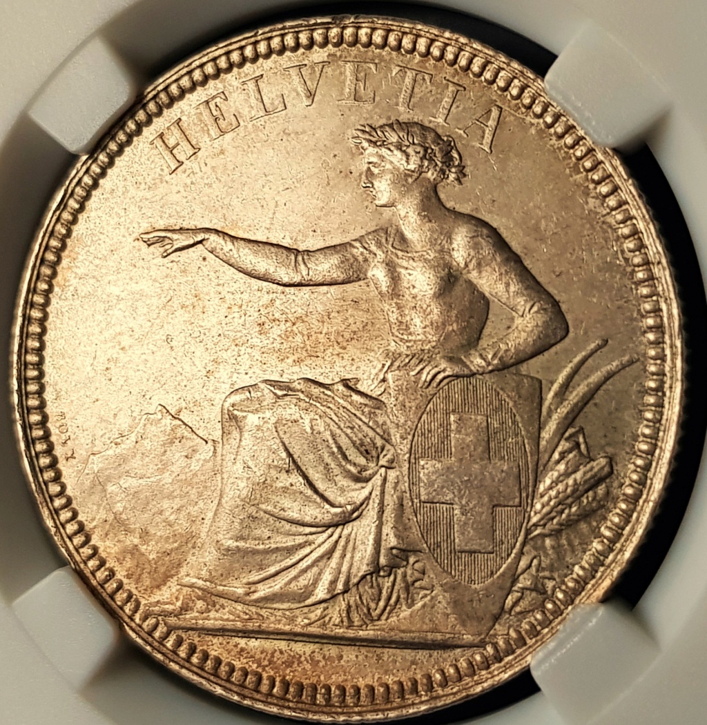 Suiza, 5 Francos de 1874 B. La Belleza de Helvetia sentada 20240219