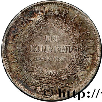 Bolivia, 1 Boliviano de 1870 Bolivi10