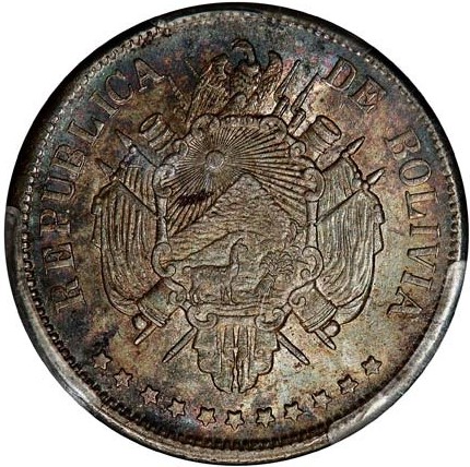 Bolivia, 1 Boliviano de 1870 Bolivi11
