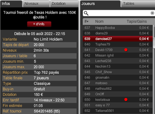 Challenge été freeroll 2022 2710