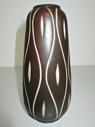 Tall Brown Cylinder Grid Pattern Ceramic Vase (something or nothing?) Kerami10