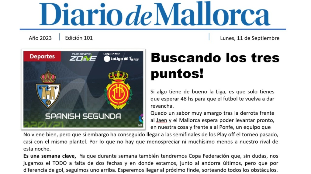 Diario de Mallorca "En busca de los tres puntos" 10110