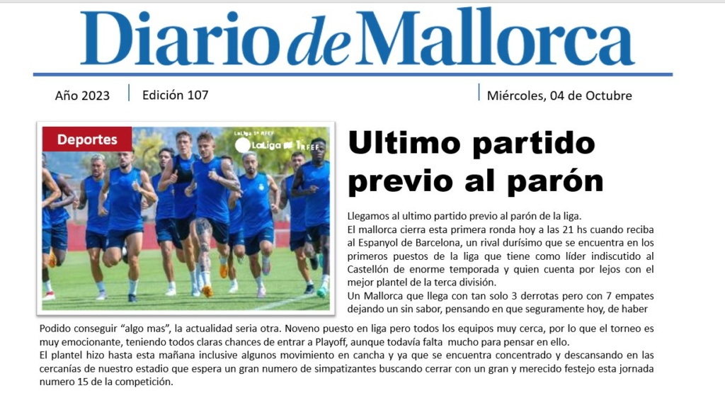 Diario de Mallorca - "Ultimo partido previo al paron" 10710