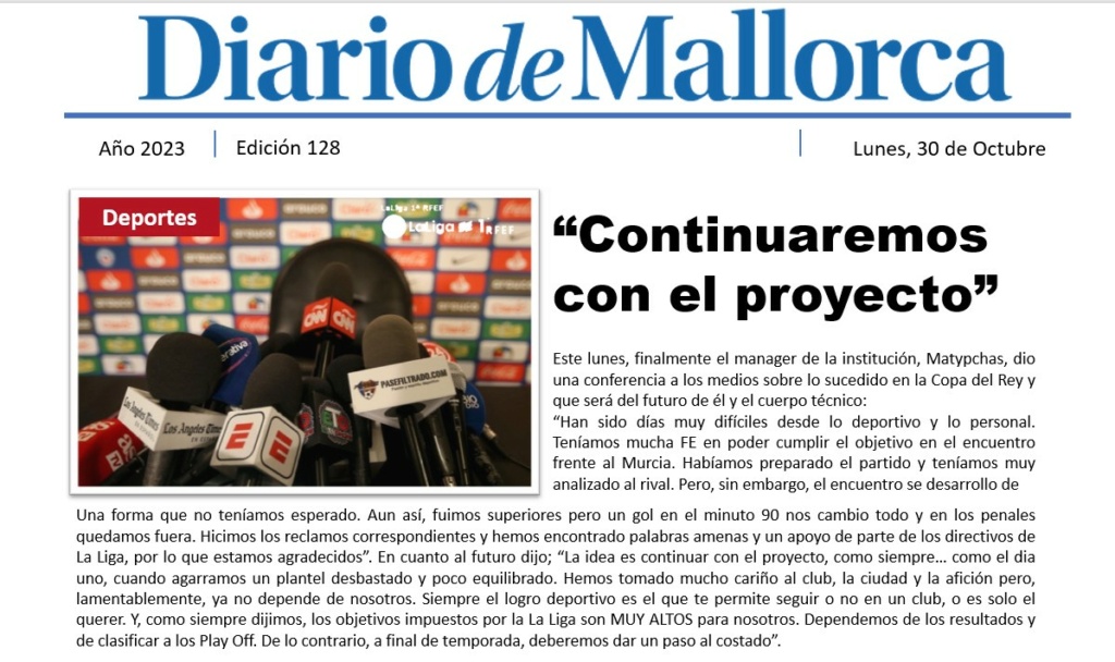 Diario de Mallorca "Continuaremos con el proyecto" 12811