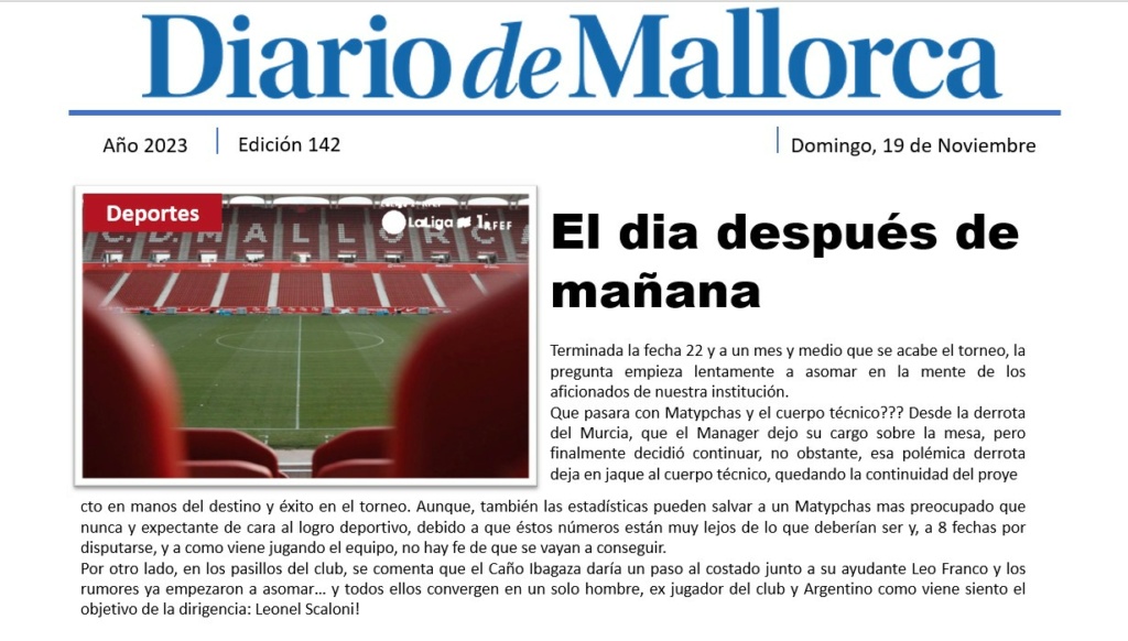 Diario de Mallorca "El dia despues de mañana" 14210