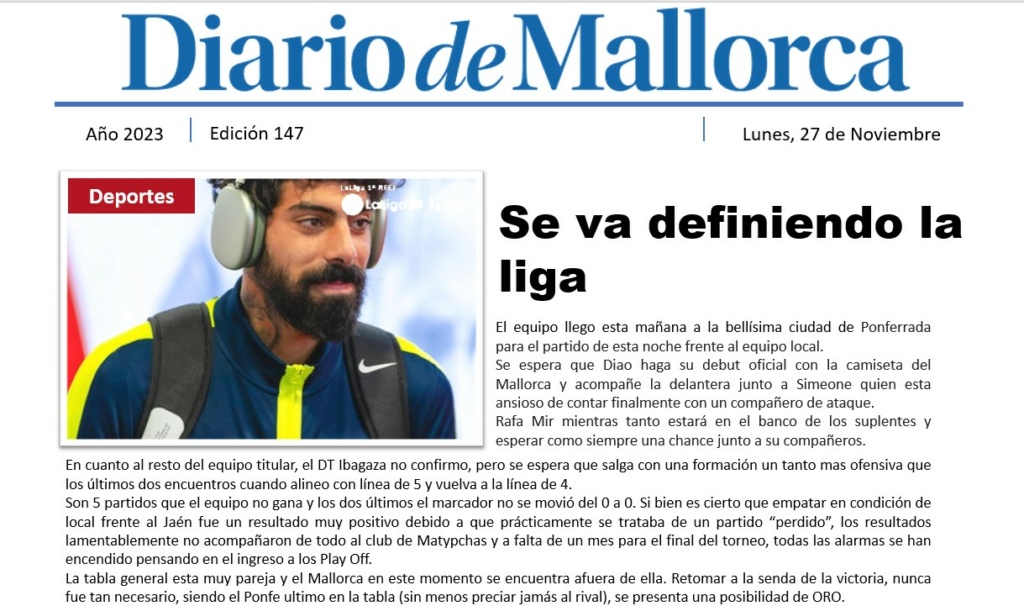 Diario de Mallorca "Se va definiendo la Liga" 14710