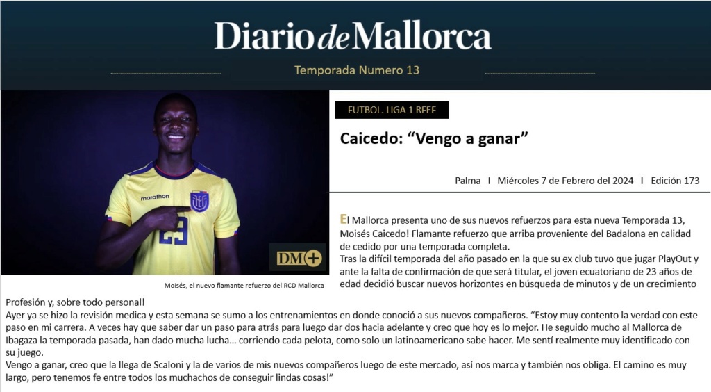 Diario de Mallorca - Caicedo: “Vengo a ganar” 17310