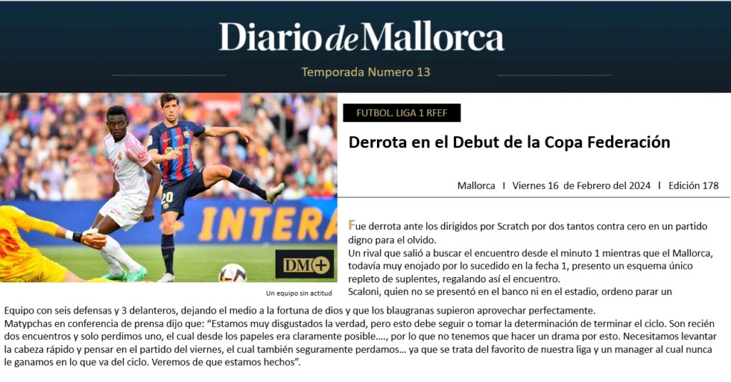 Diario de Mallorca "Derrota en el Debut de la Copa Federación" 17810