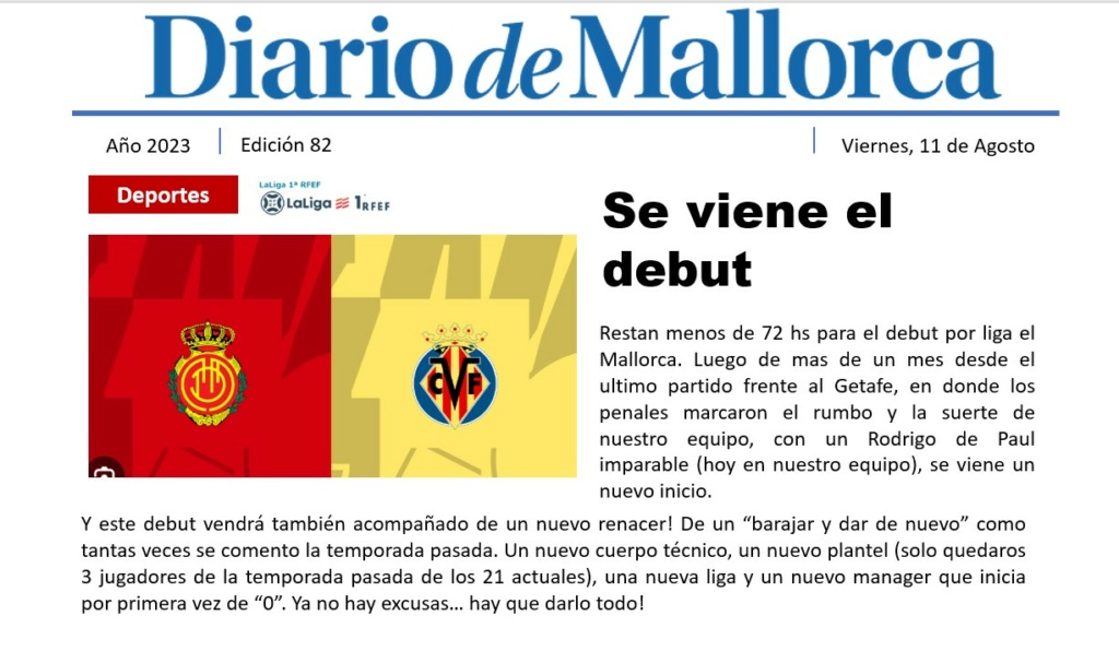 Diario de Mallorca "Se viene el debut" 8210