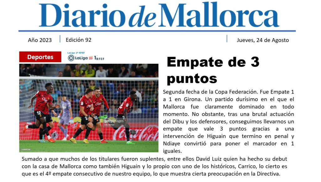 Diario de Mallorca "Empate de 3 puntos" 9210