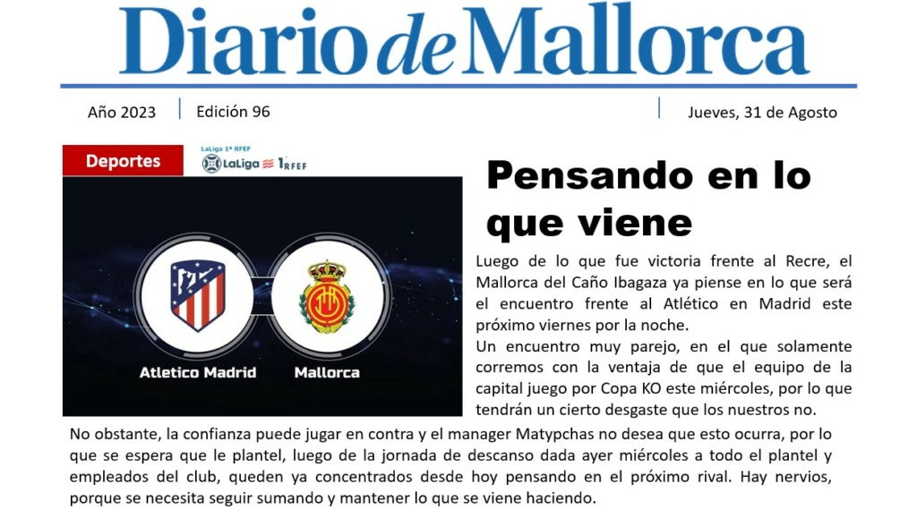 Diario de Mallorca "Pensando en lo que viene" 9610