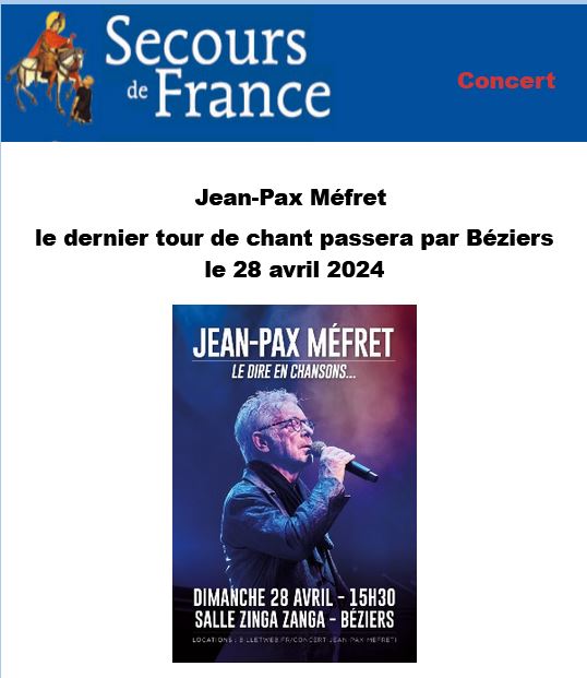 Jean-Pax Méfret   le dernier tour de chant passera par Béziers le 28 avril 2024 Secour10