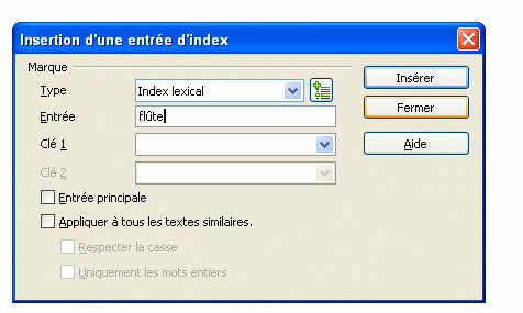 Créer un index dans le traitement de texte OpenOffice Insert10