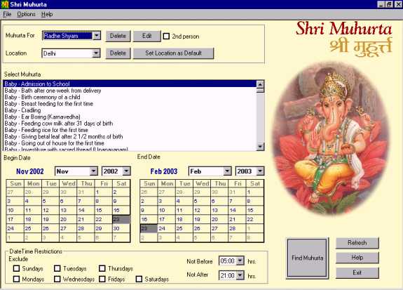 للمهتمين بعالم الأبراج و الطالع برنامج Shri Muhurta Pro Mainsc10