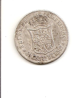 40 cts. escudo de Isabel ll (Madrid, 1865 d.C) Escane44