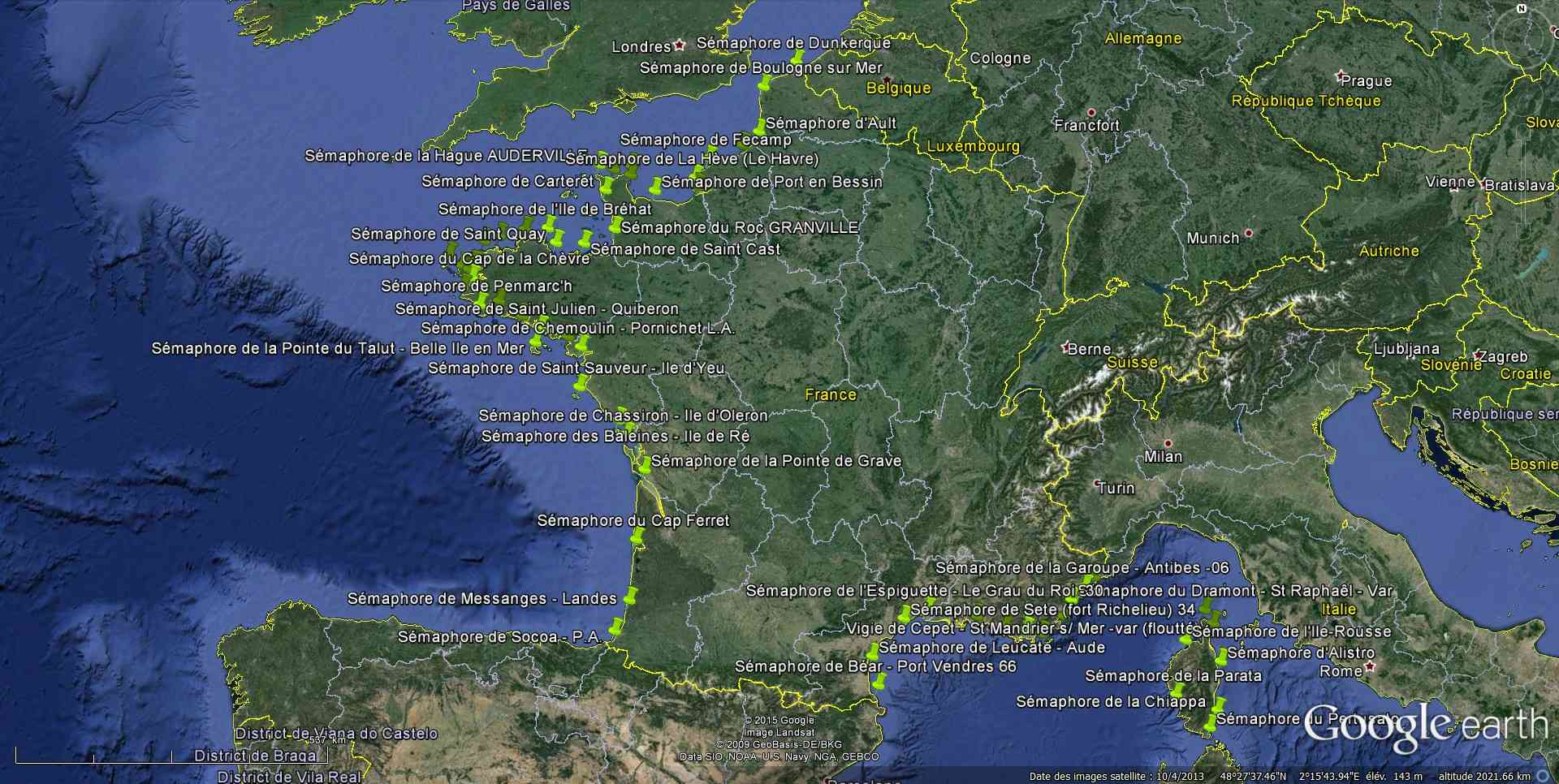 [KML] Les sémaphores de France sur Google Earth Sans_205