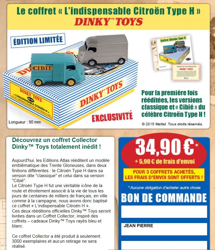 DINKY /ATLAS : 25C/561 - coffret « L’indispensable Citroën Type H » Dinky™ Toys  Captu768