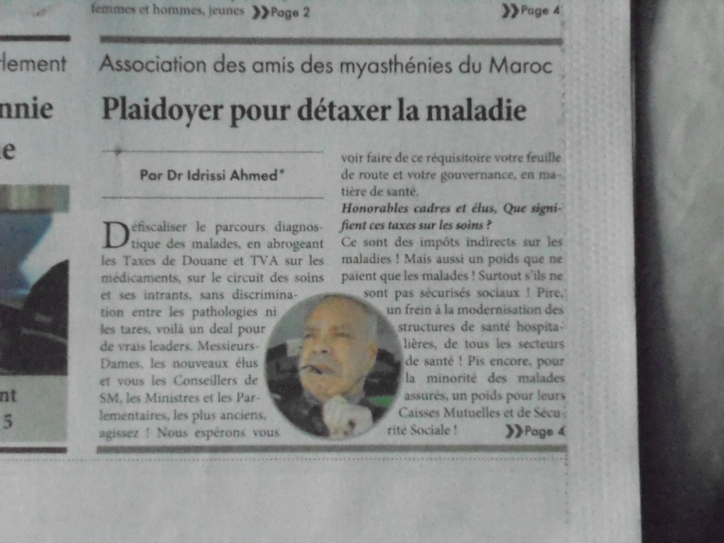 Association des amis des myasthéniques du Maroc : Plaidoyer pour détaxer la maladie    Dsc02510