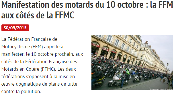 Manifestation des motards du 10 octobre : la FFM aux côtés de la FFMC & la liste des RDV par Département Captur28