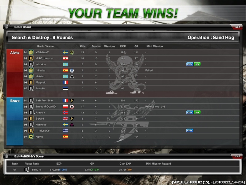 Scores Search and Destroy en Victor Combat10