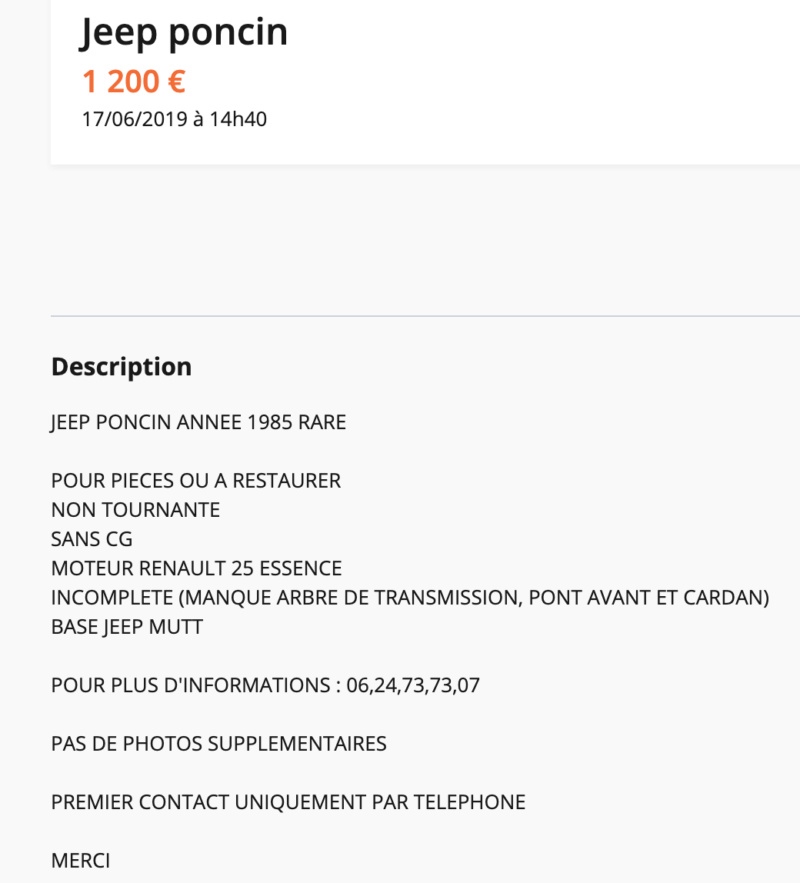 [lbc]  Jeep Poncin pour pièces Captu134