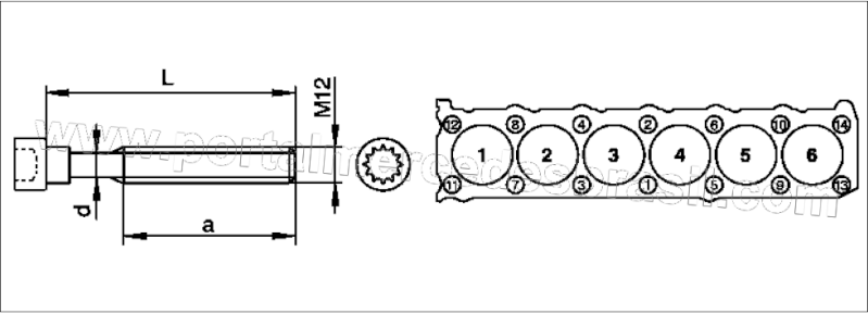 (MOTOR): Seqüência de aperto e torque do cabeçote motor 6 cilindros M104 Md_m1010